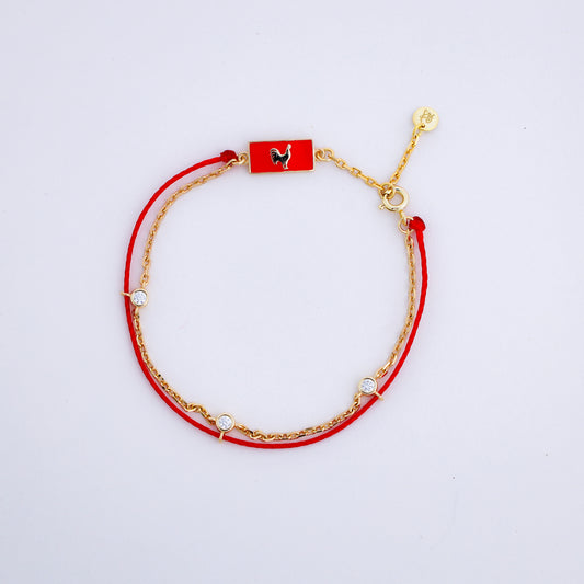 Rooster Red String Good Luck Bracelet