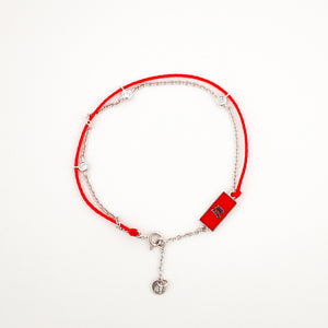 Silver Red String Good Luck Bracelet