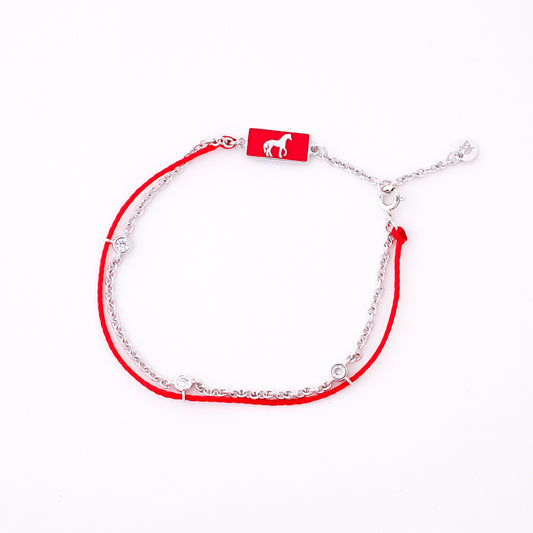 Silver Horse Red String Good Luck Bracelet