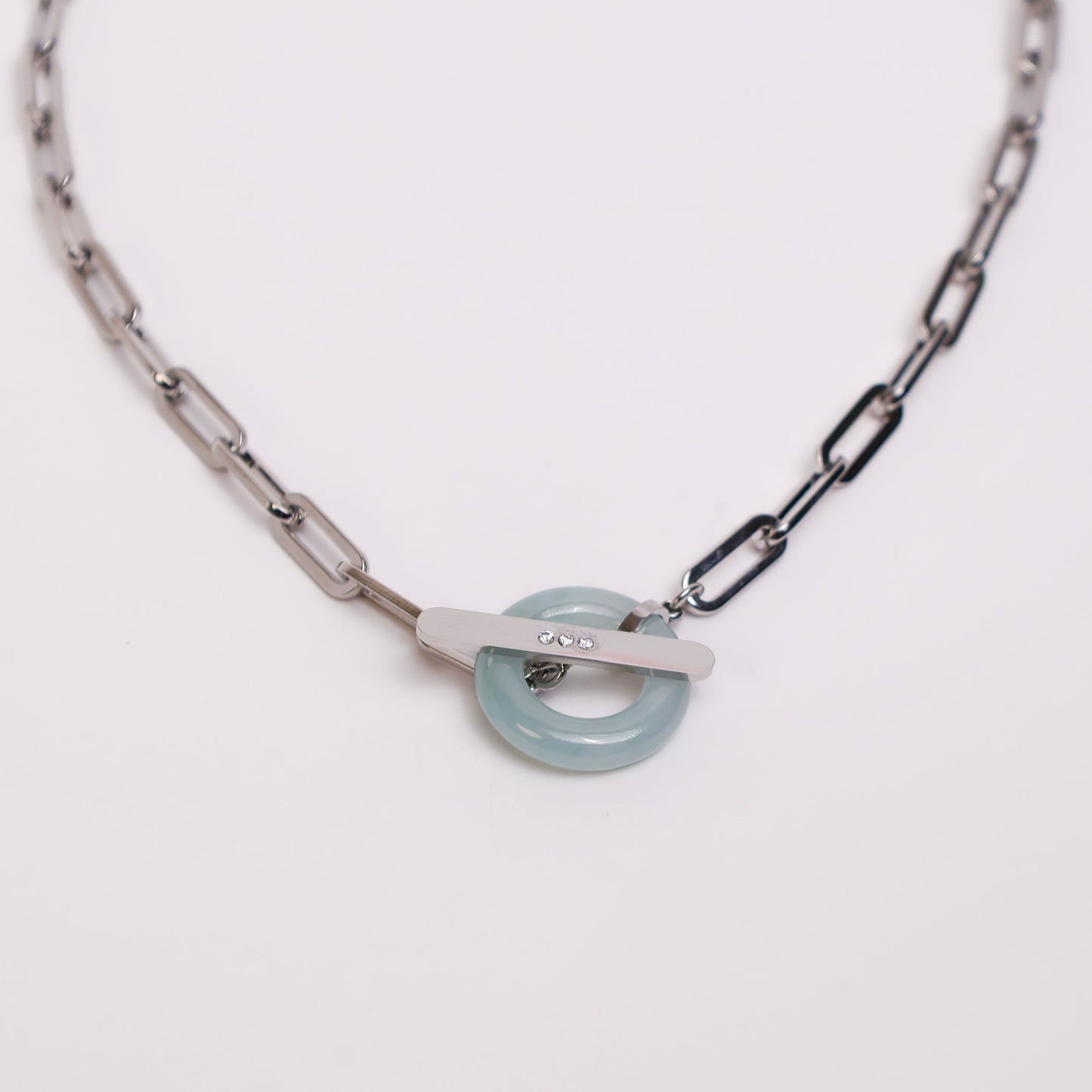 Fortune's Link Necklace, silver-plated lucky chain necklace, alternate angle - Crowned