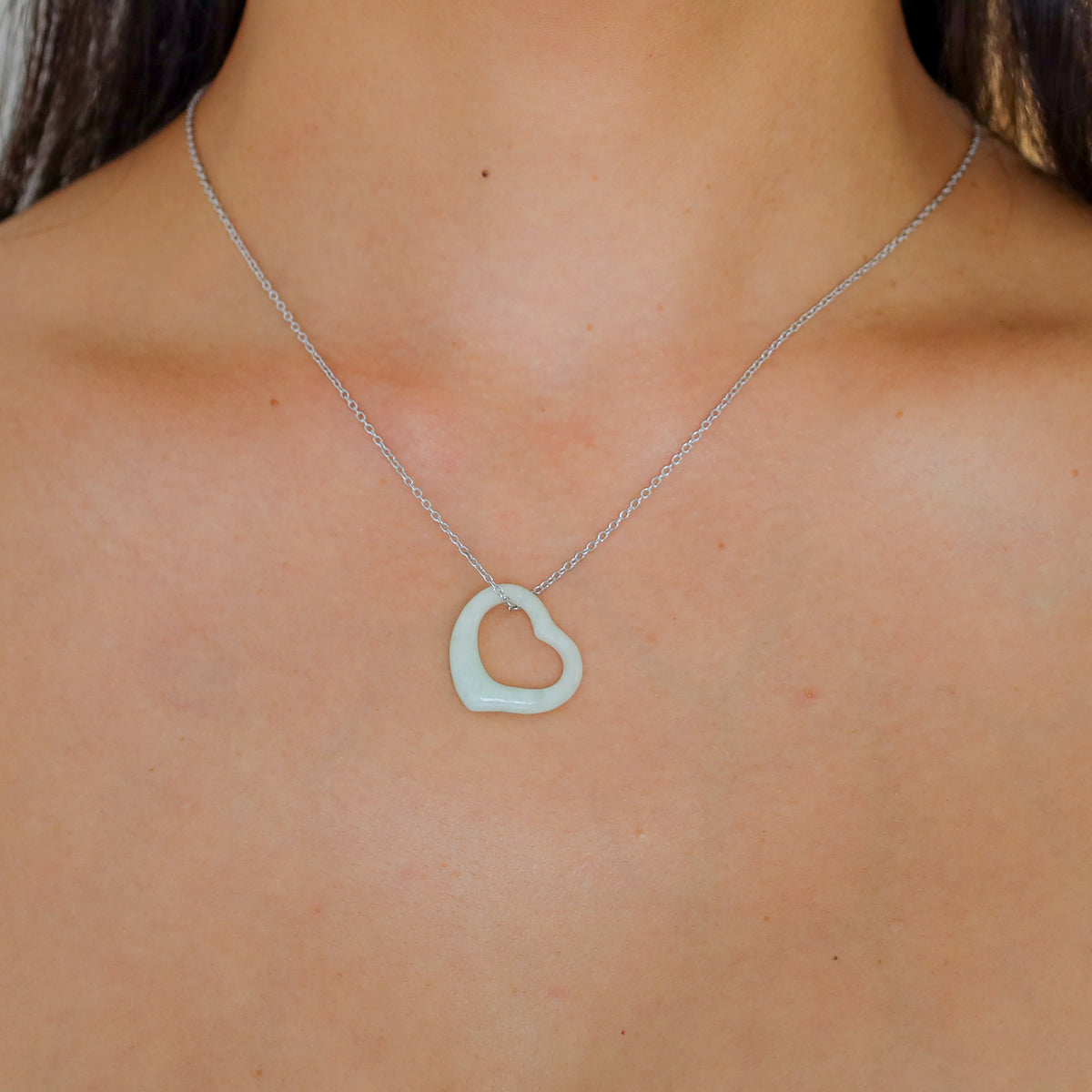 Love and Grace Necklace, white gold delicate chain, alternate angle - Crowned