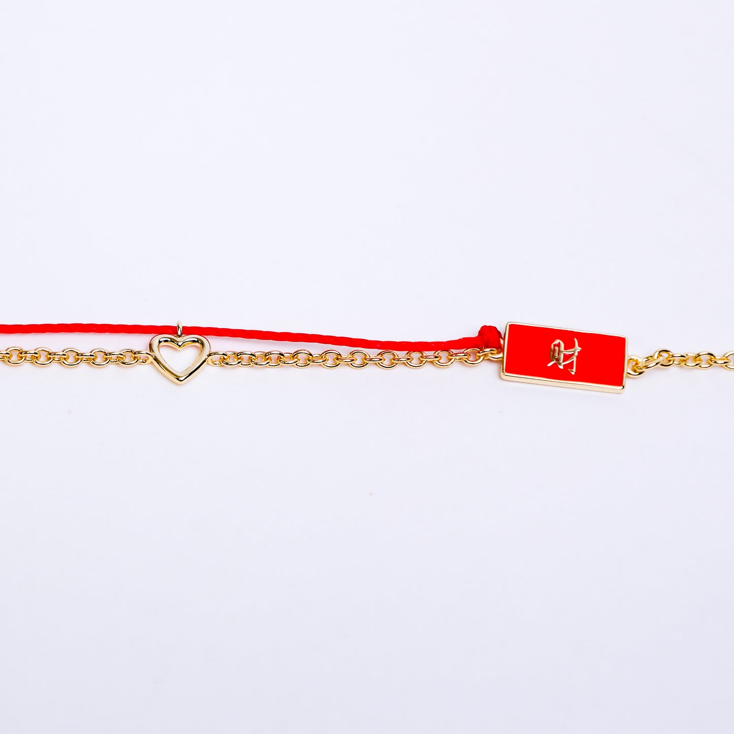 Heart Gold Red String Good Luck Bracelet