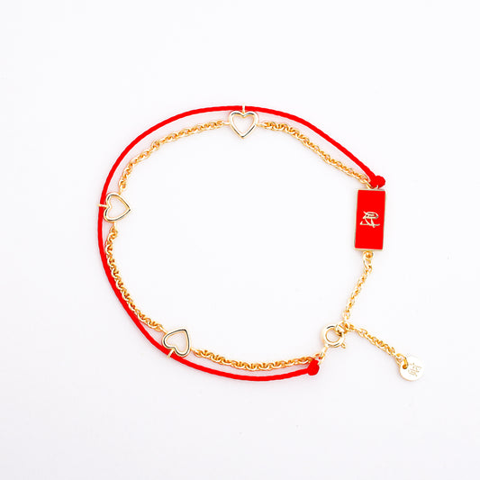 Heart Gold Red String Good Luck Bracelet