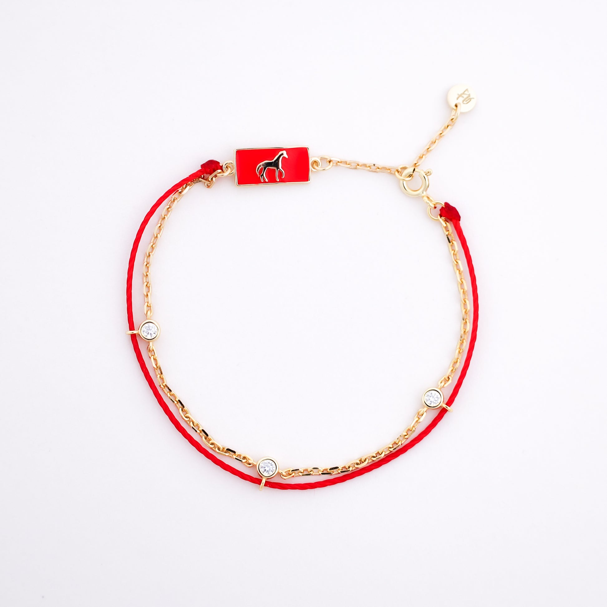 Red Victory Horse Keychain & Red String Bracelet Set – Feng Shui Protection & Success Charm