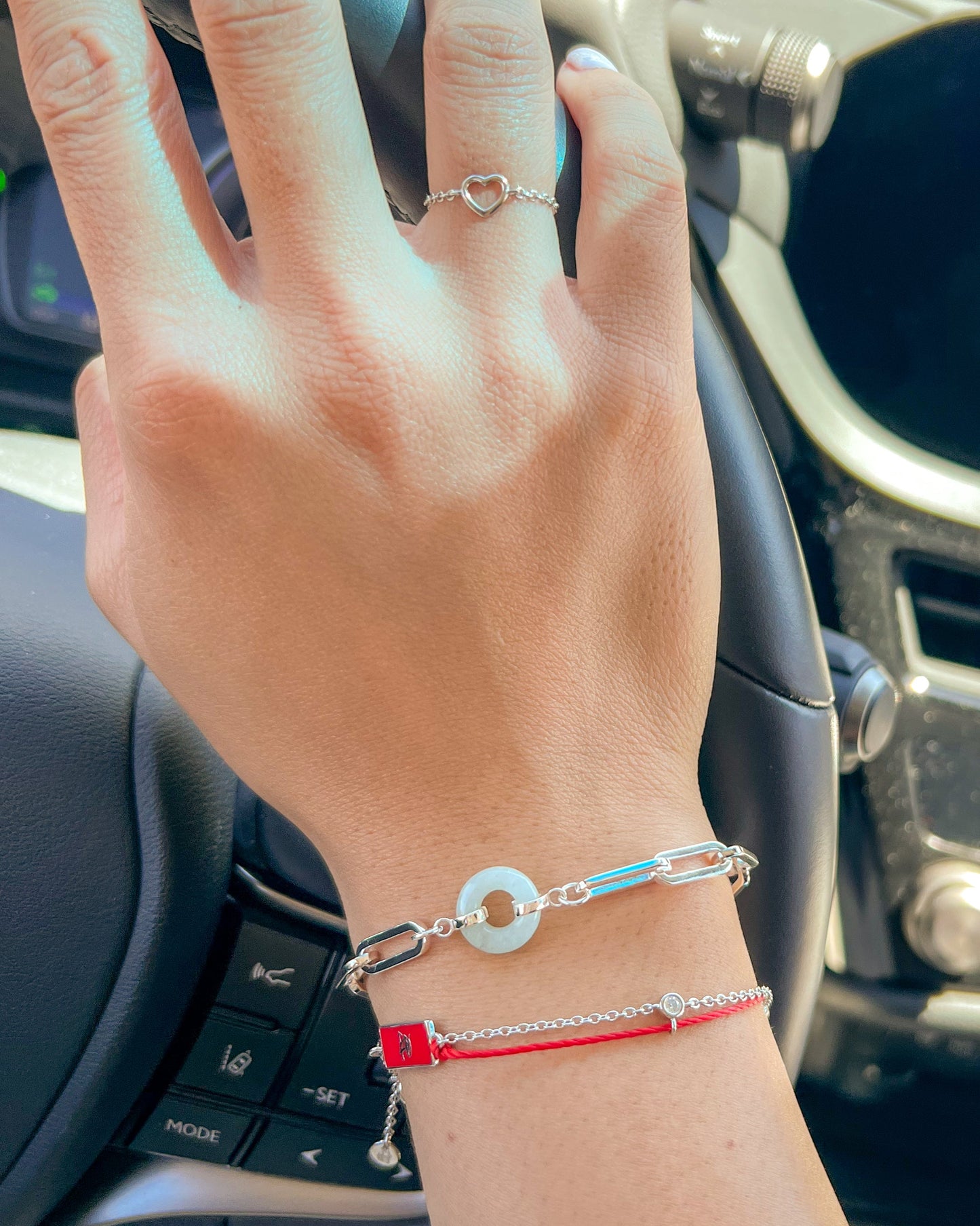 Dragon Happiness and Wealth Bracelet with Grade A Burmese jade, white gold, lifestyle shot - Crowned