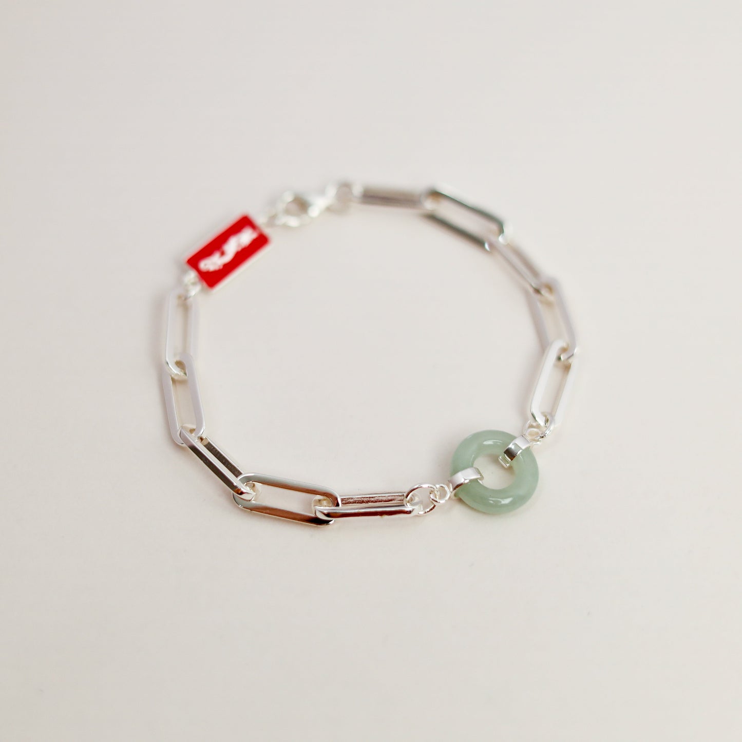 Dragon Happiness and Wealth Bracelet with Grade A Burmese jade, white gold, alternate angle - Crowned