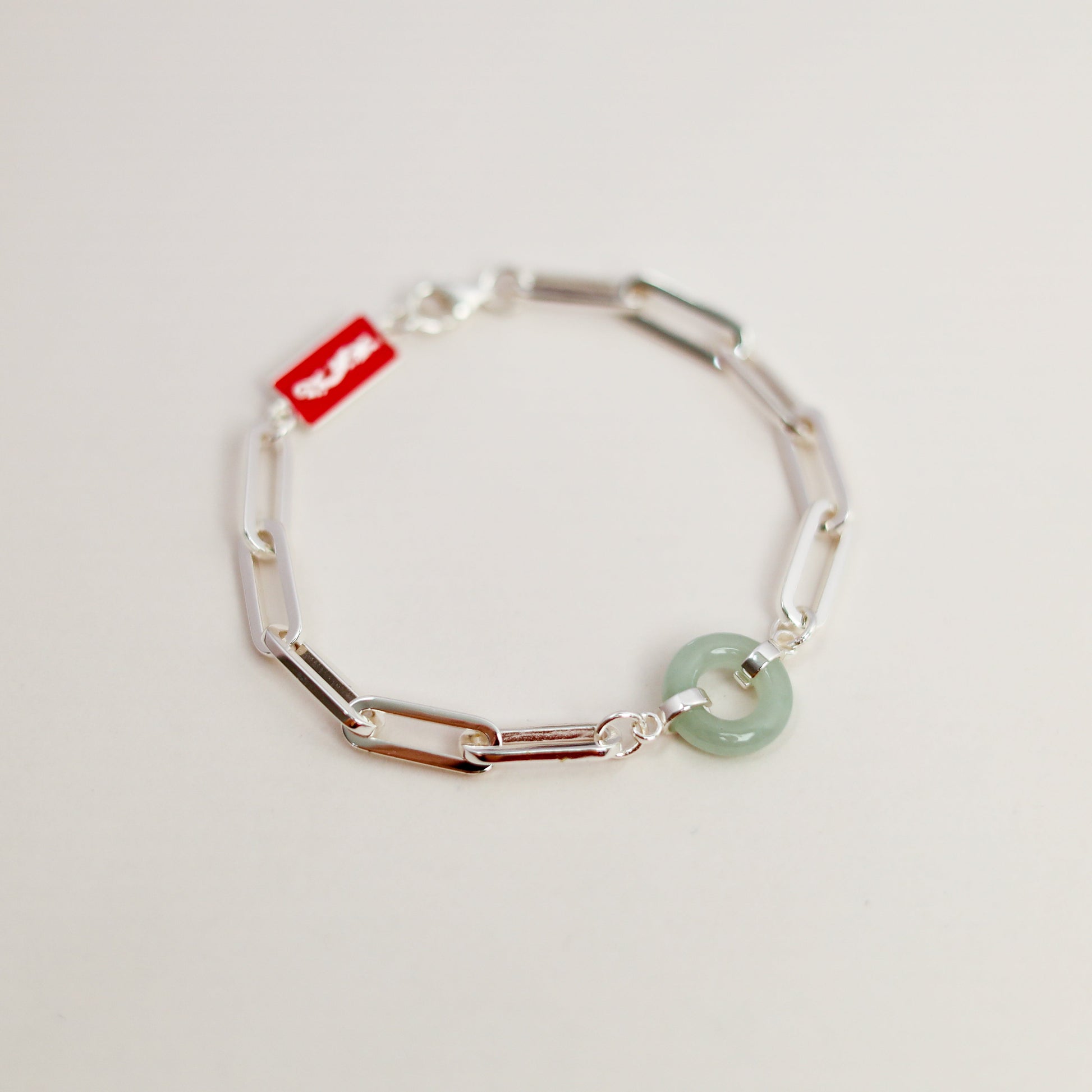 Dragon Happiness and Wealth Bracelet with Grade A Burmese jade, white gold, alternate angle - Crowned