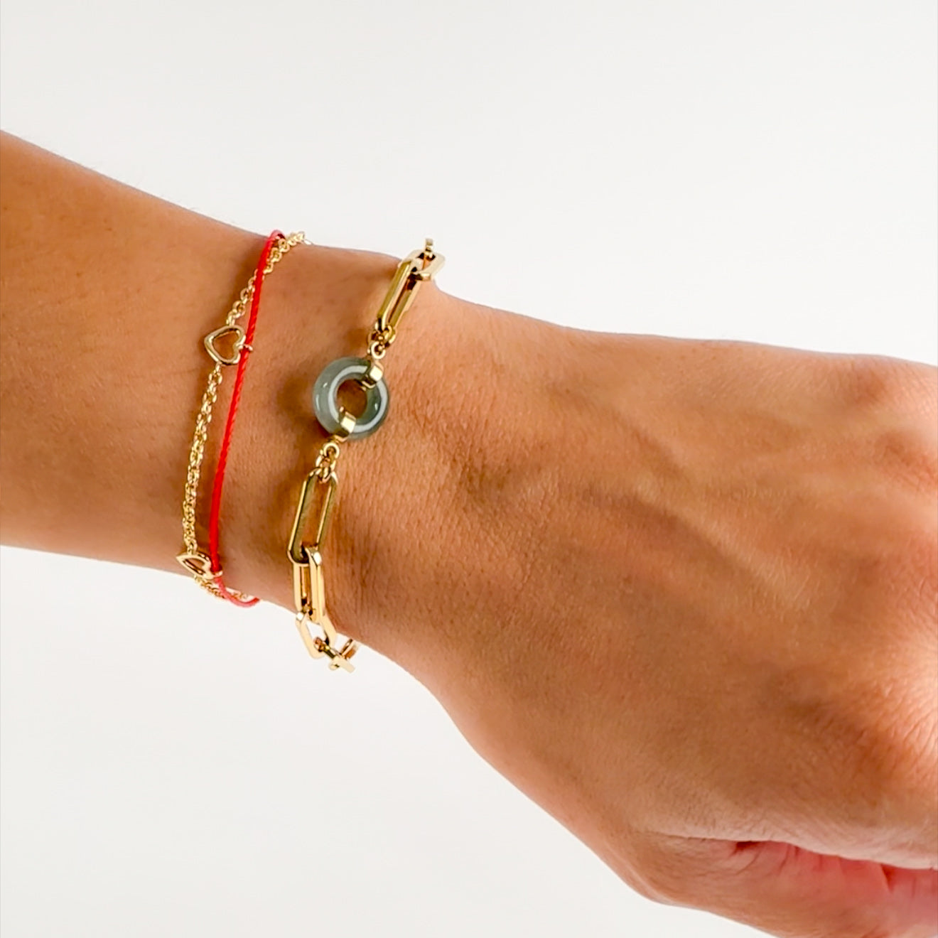 Heart Gold Red String Good Luck Bracelet