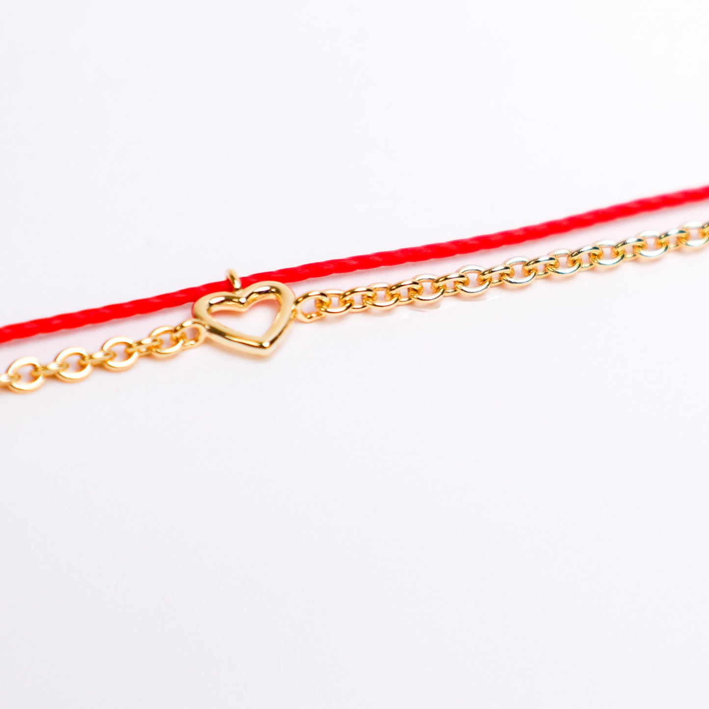 Heart Gold Red String Good Luck Bracelet