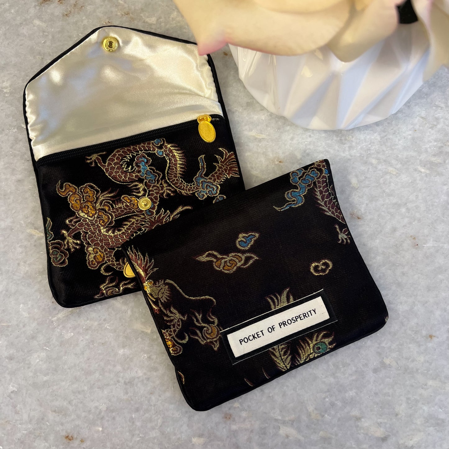 Limited Edition Pocket of Prosperity Pouch (Black Satin)