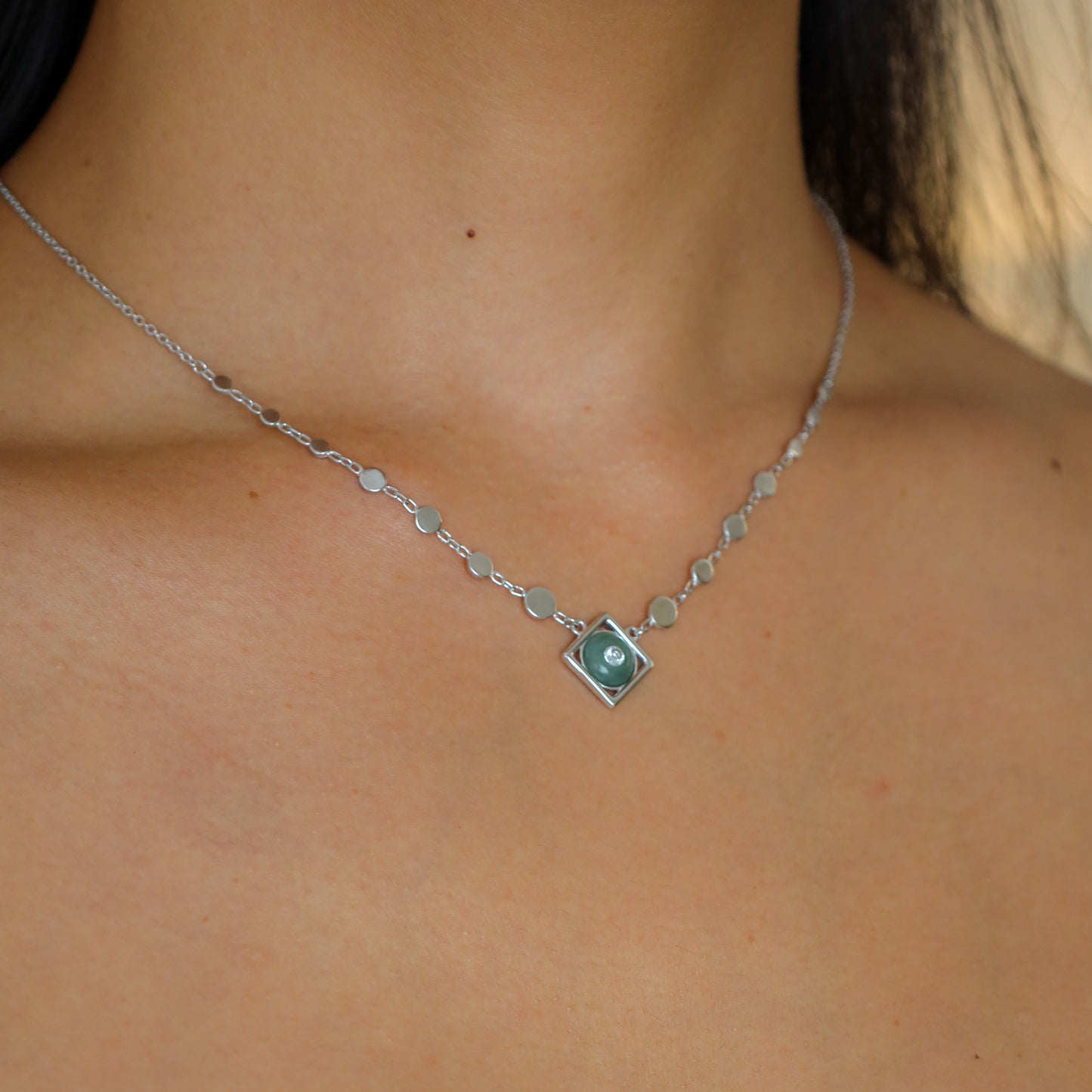 Empress Necklace, white gold statement necklace, flat lay - Crowned