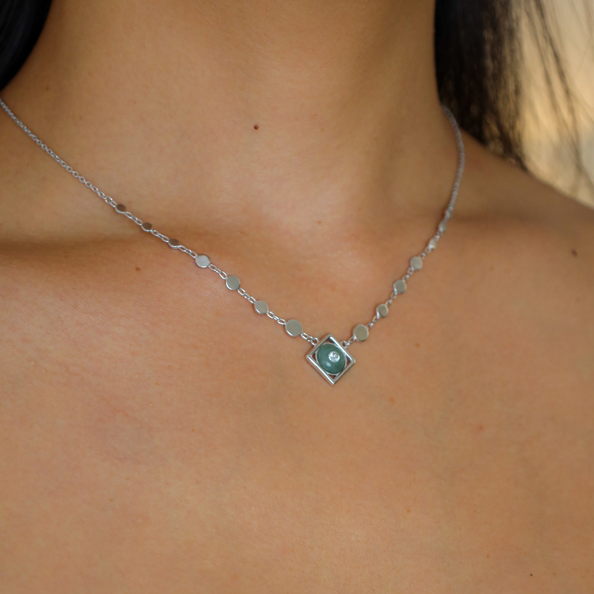 Empress Necklace, white gold statement necklace, flat lay - Crowned