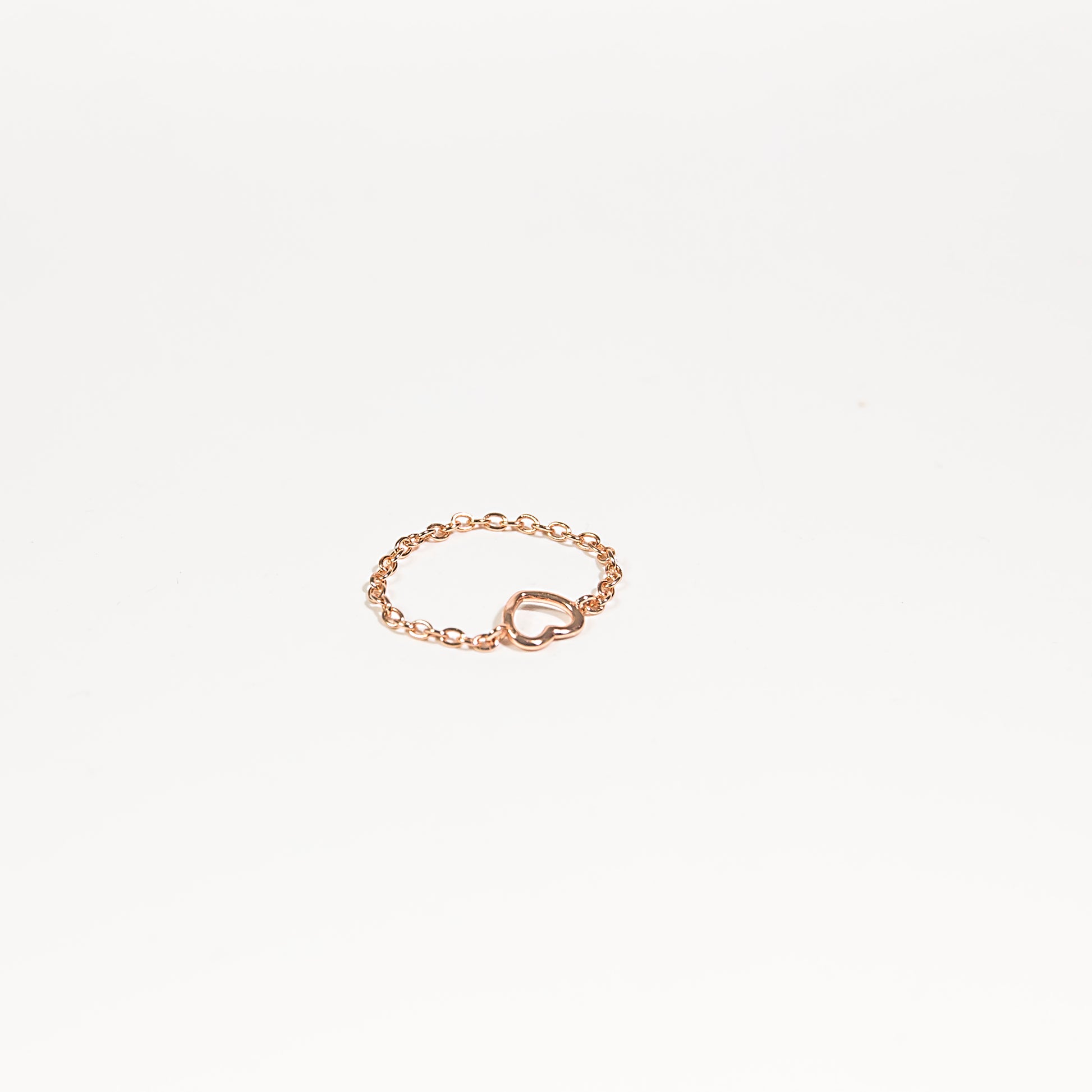 Self-Love Chain Ring, rose gold chain ring, flat lay - Crowned