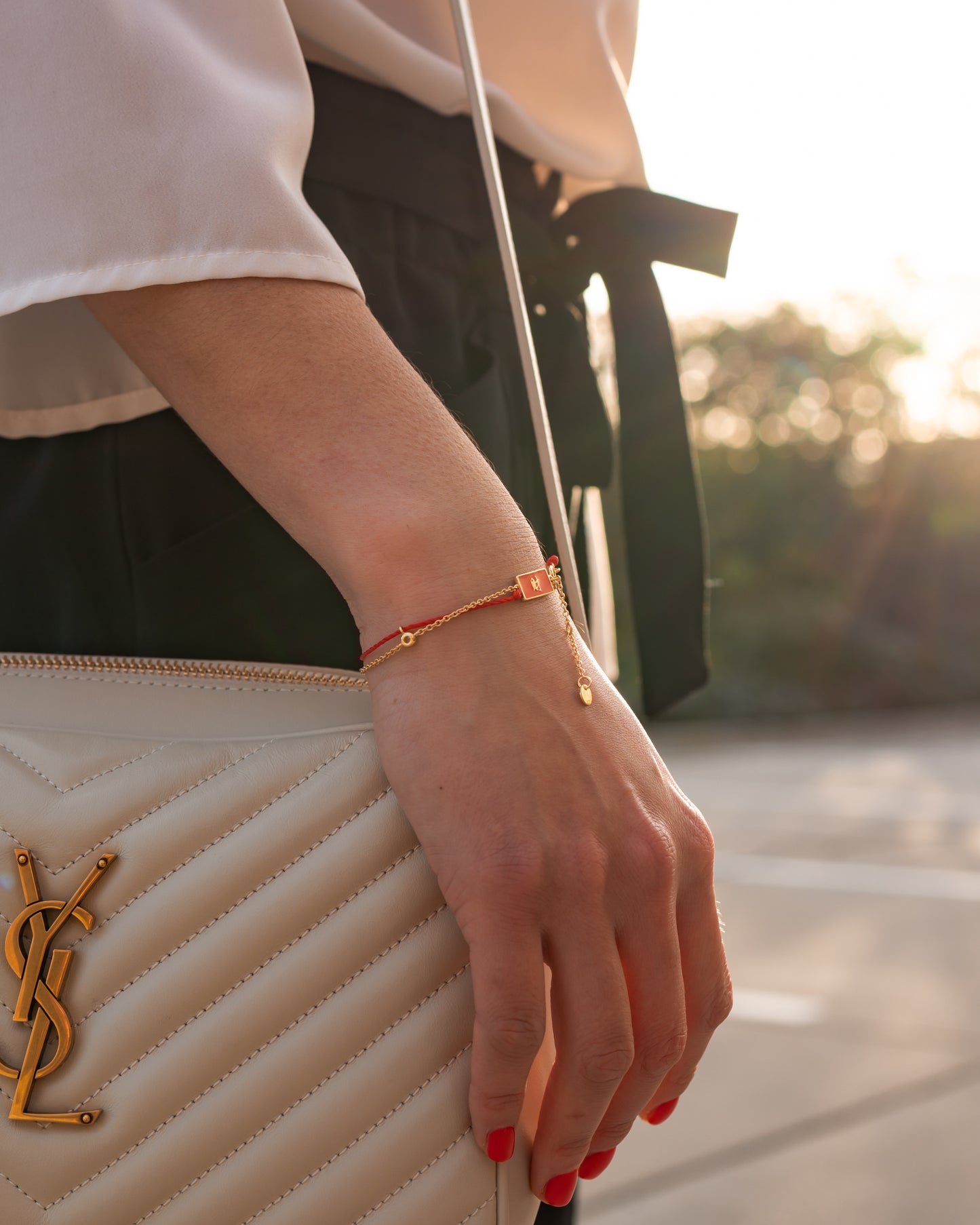 Gold Red String Good Luck Bracelet