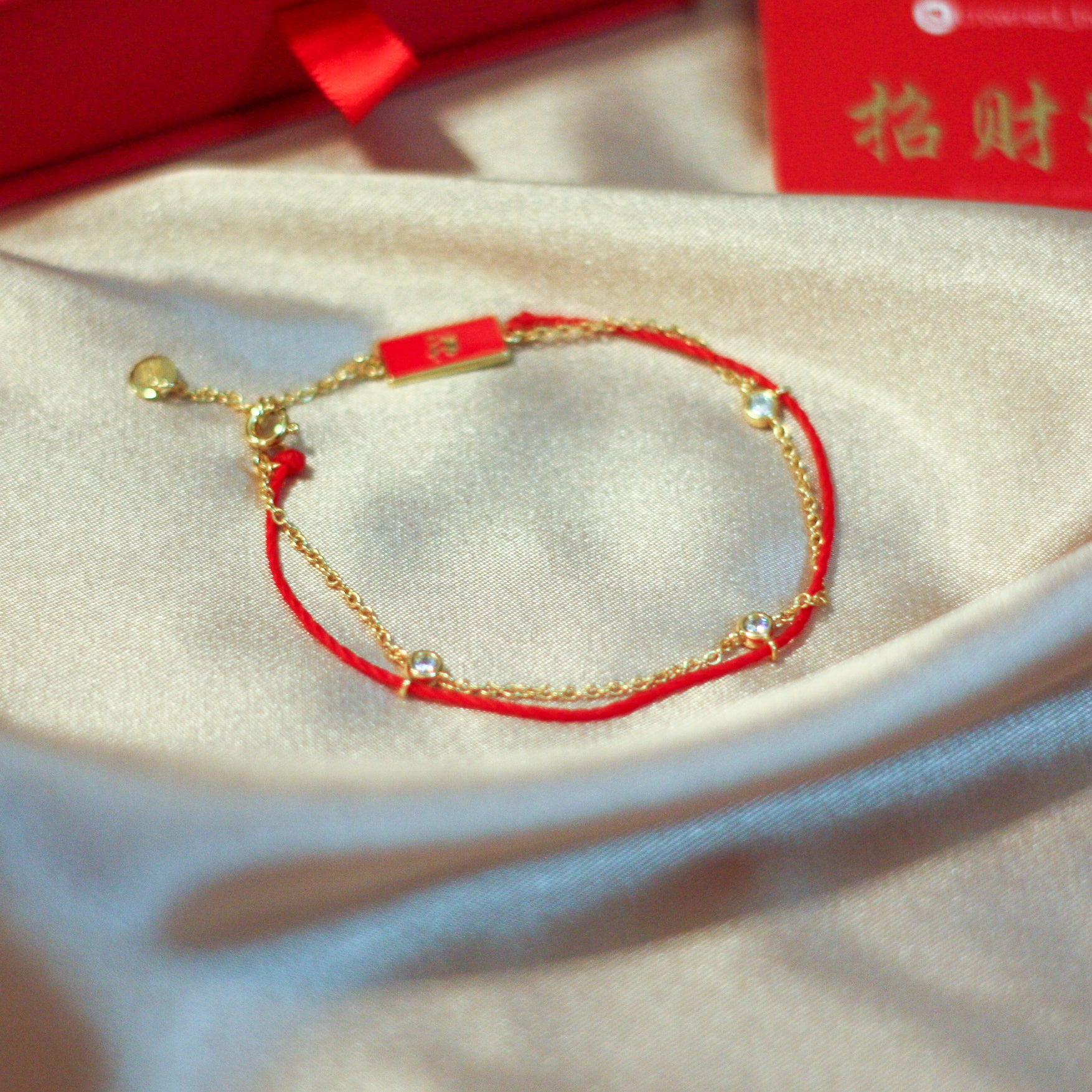 Gold Red String Good Luck Bracelet | Crowned™