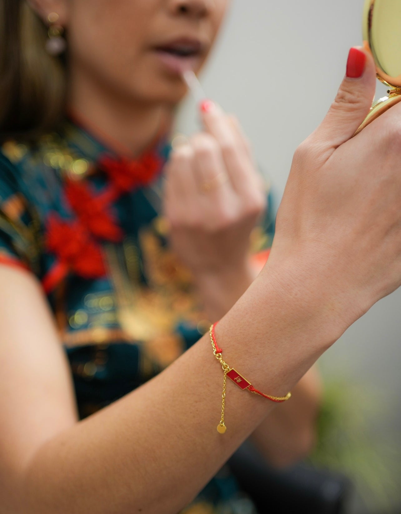 Gold Red String Good Luck Bracelet